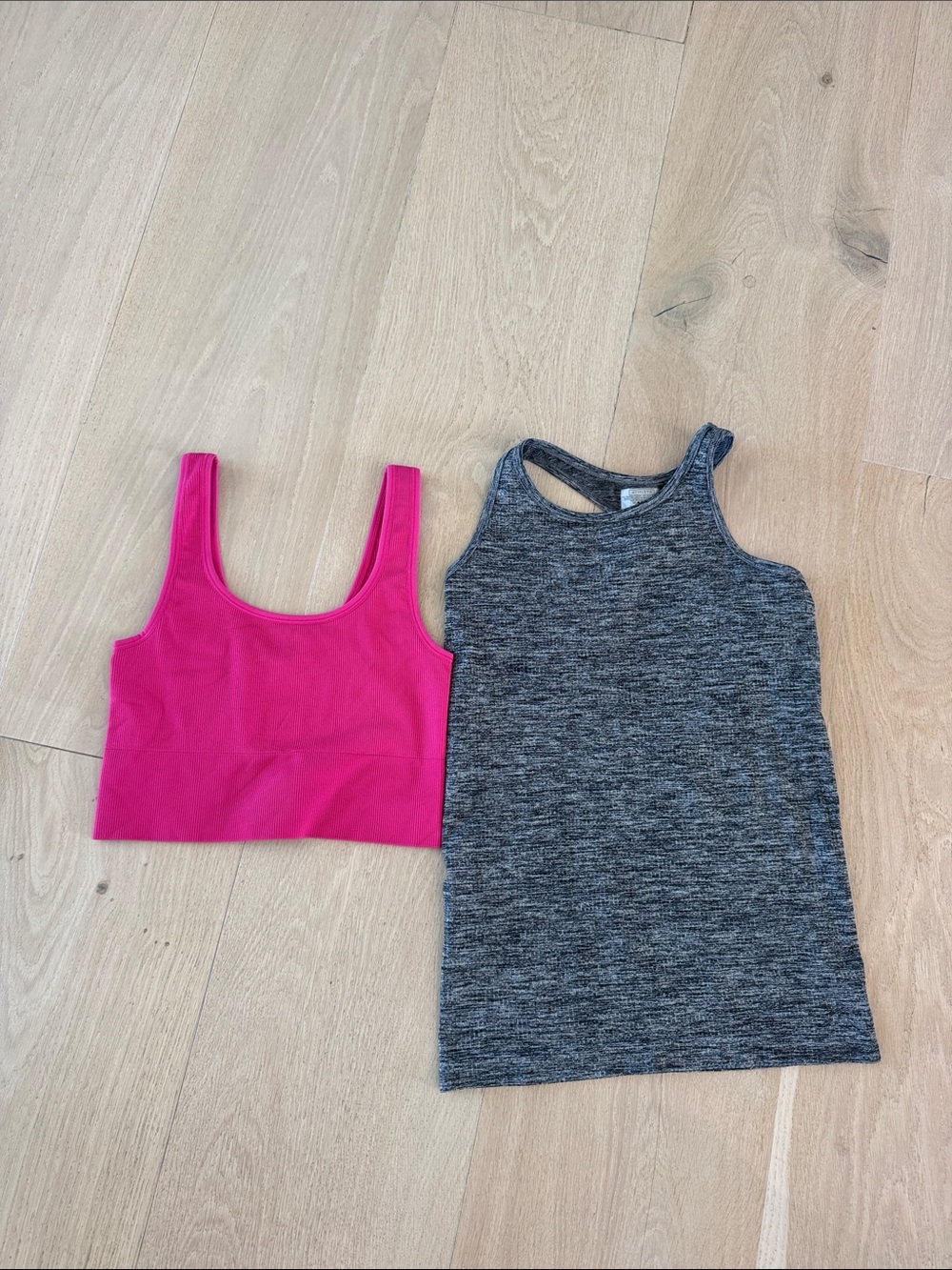 Athleta Pink Sports Bra & Gray Tank Top Set - Unbranded